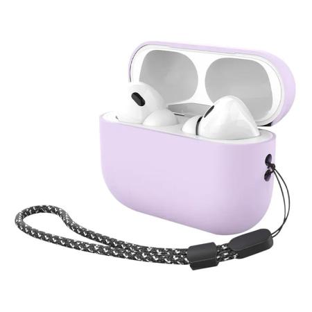 Силиконовый чехол с ремешком для AirPods Pro 2 Лавандовый Силиконовый чехол с ремешком для AirPods Pro 2 Лавандовый