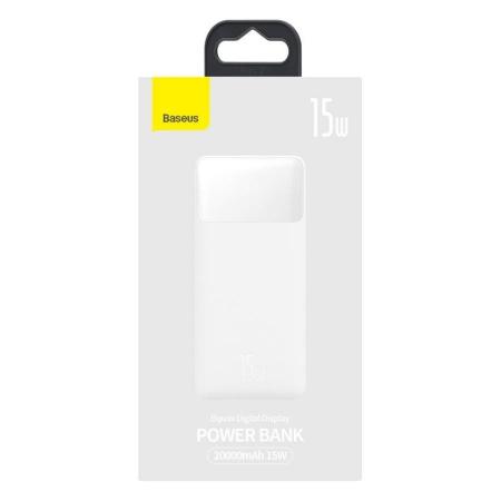 Внешний аккумулятор Baseus Bipow Digital Display Power Bank 20000mAh 15W (PPDML-J02) Белый Внешний аккумулятор Baseus Bipow Digital Display Power Bank 20000mAh 15W (PPDML-J02) Белый