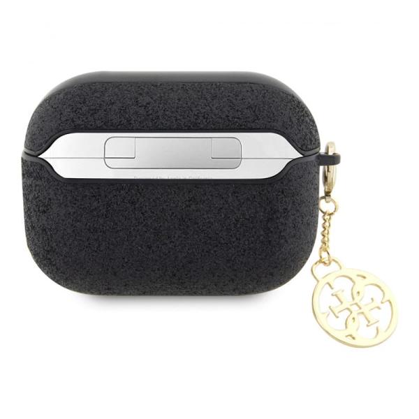 Чехол для Airpods Pro 2 Guess Glitter flakes Metal logo with Heart charm (GUAP2GLGSHK) Черный