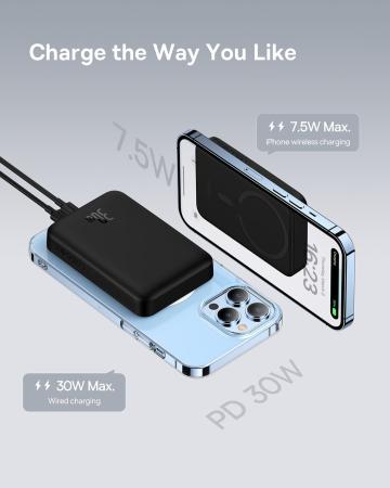 Внешний аккумулятор Baseus Magnetic Mini Wireless Fast Charge Power Bank 10000mAh 30W с поддержкой беспроводной зарядки PPCX110201 (PPCXM1030) Черный Внешний аккумулятор Baseus Magnetic Mini Wireless Fast Charge Power Bank 10000mAh 30W с поддержкой беспроводной зарядки PPCX110201 (PPCXM1030) Черный