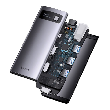 Хаб Baseus Metal Gleam Series 7в1 Multifunctional Type-C HUB Docking Station (WKWG040013) Серый Хаб Baseus Metal Gleam Series 7в1 Multifunctional Type-C HUB Docking Station (WKWG040013) Серый