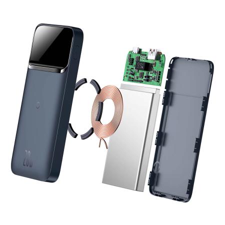 Внешний аккумулятор Baseus Magnetic Wireless Fast Charging Power Bank 10000mAh 20W PPCX010201 (PPCXW10-C) Синий Внешний аккумулятор Baseus Magnetic Wireless Fast Charging Power Bank 10000mAh 20W PPCX010201 (PPCXW10-C) Синий