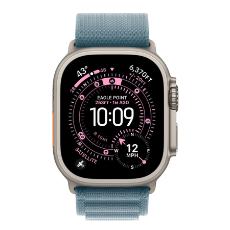 Apple Watch Ultra 3 (2025), 49 мм корпус из титана цвета «Natural», ремешок Alpine Loop размера L цвета «Light Blue»
