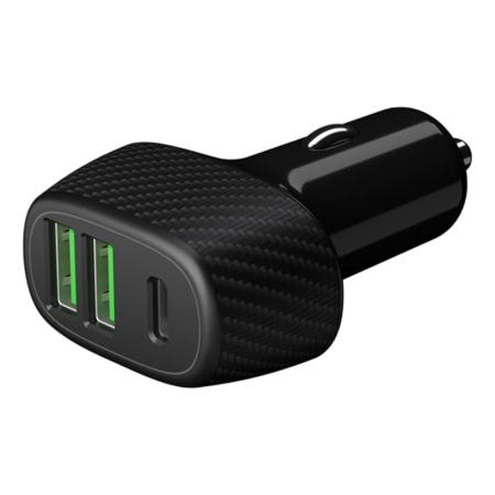 Автомобильное зарядное устройство Deppa 2 USB QC 3.0, USB-C PD, 42 Вт (11296) Черный Автомобильное зарядное устройство Deppa 2 USB QC 3.0, USB-C PD, 42 Вт (11296) Черный